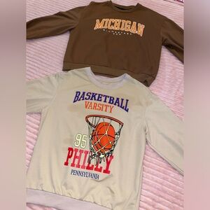 Two Graphic Sweatshirts (Michigan & Philly Varsity) - Size Small